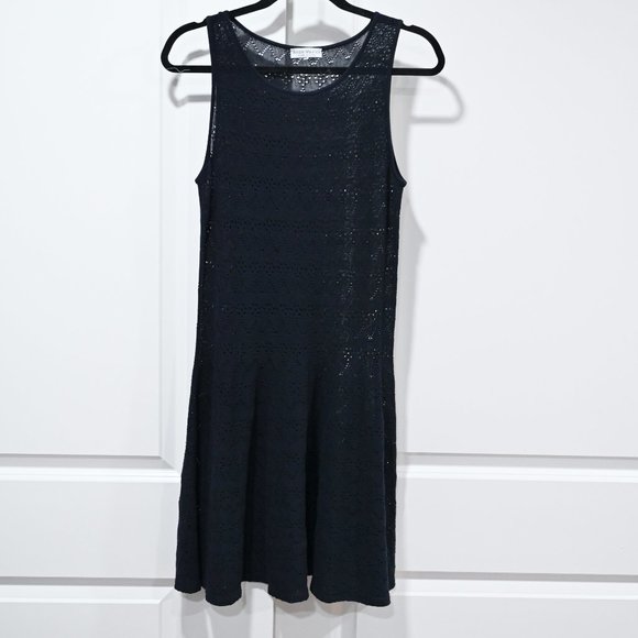 Andre Maurice Size Large Knit Fitted Dark Blue Dress | Size Large - Picture 4 of 14